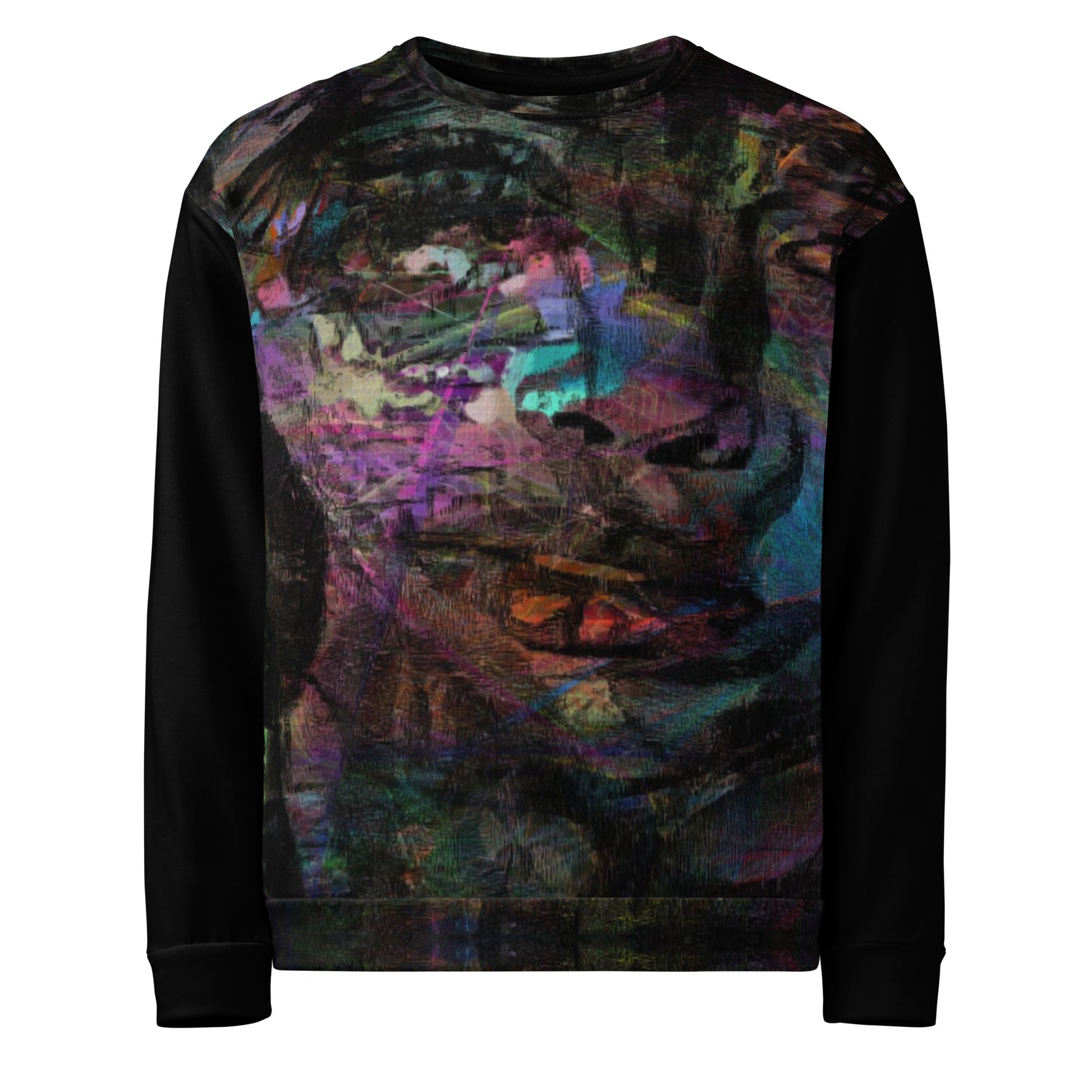 Chromatic Dreams Unisex Eco Sweatshirt by Hipyfi – sustainable recycled fabric with vibrant abstract graphic print in bold colors. front-6