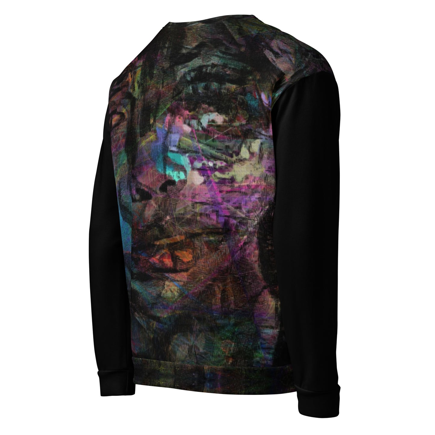 Chromatic Dreams Unisex Eco Sweatshirt by Hipyfi – sustainable recycled fabric with vibrant abstract graphic print in bold colors. right-back-6