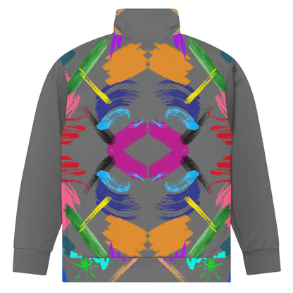Hipyfi Recycled Unisex Track Jacket with vibrant artistic design, eco-friendly streetwear made from recycled polyester. back-5