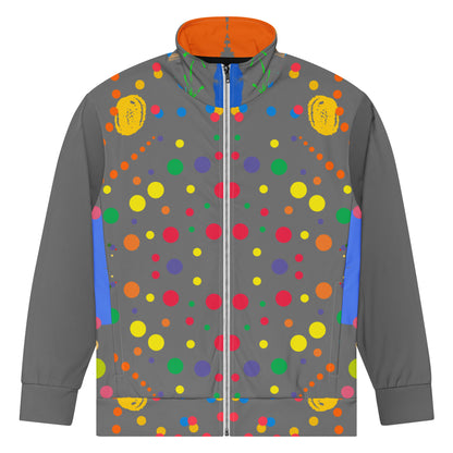 Hipyfi Recycled Unisex Track Jacket with vibrant artistic design, eco-friendly streetwear made from recycled polyester. front-5