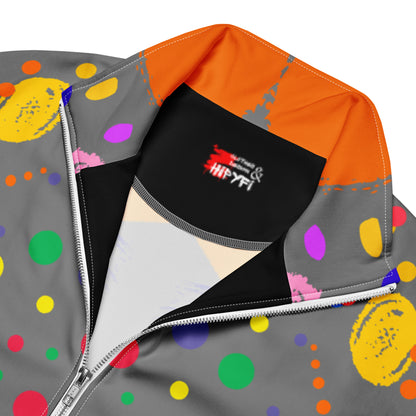 Hipyfi Recycled Unisex Track Jacket with vibrant artistic design, eco-friendly streetwear made from recycled polyester. product-details-3