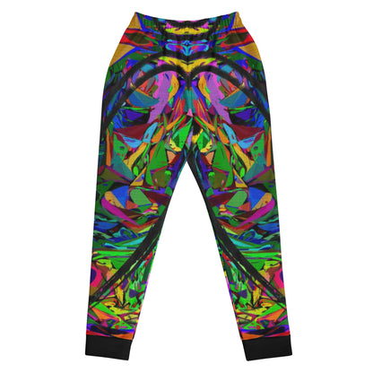 Eco-friendly women’s joggers with vibrant abstract neon print – Neon Mythos design by Hipyfi Clothes & Design Back-4