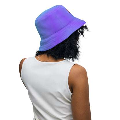 Reversible retro bucket hat with 80s pattern and gradient design by Hipyfi Clothes & Design back-inside