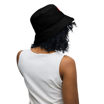 Neon Mythos reversible bucket hat with abstract multicolor streetwear design, unisex fit by Hipyfi Clothes & Design. back-inside