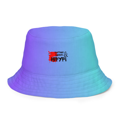 Reversible retro bucket hat with 80s pattern and gradient design by Hipyfi Clothes & Design front-inside-7