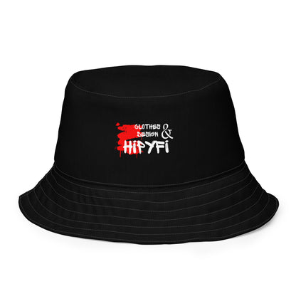 Hipyfi Chromatic Dreams Reversible Bucket Hat: Vibrant modern art print, unisex design. Lightweight & breathable for festivals. front-inside