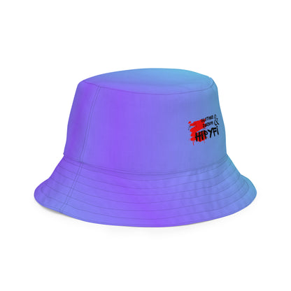 Reversible retro bucket hat with 80s pattern and gradient design by Hipyfi Clothes & Design right-front-inside