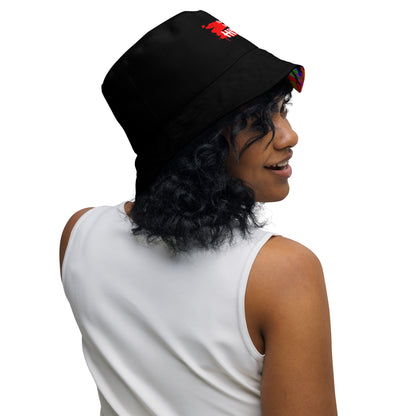 Neon Mythos reversible bucket hat with abstract multicolor streetwear design, unisex fit by Hipyfi Clothes & Design. right-inside
