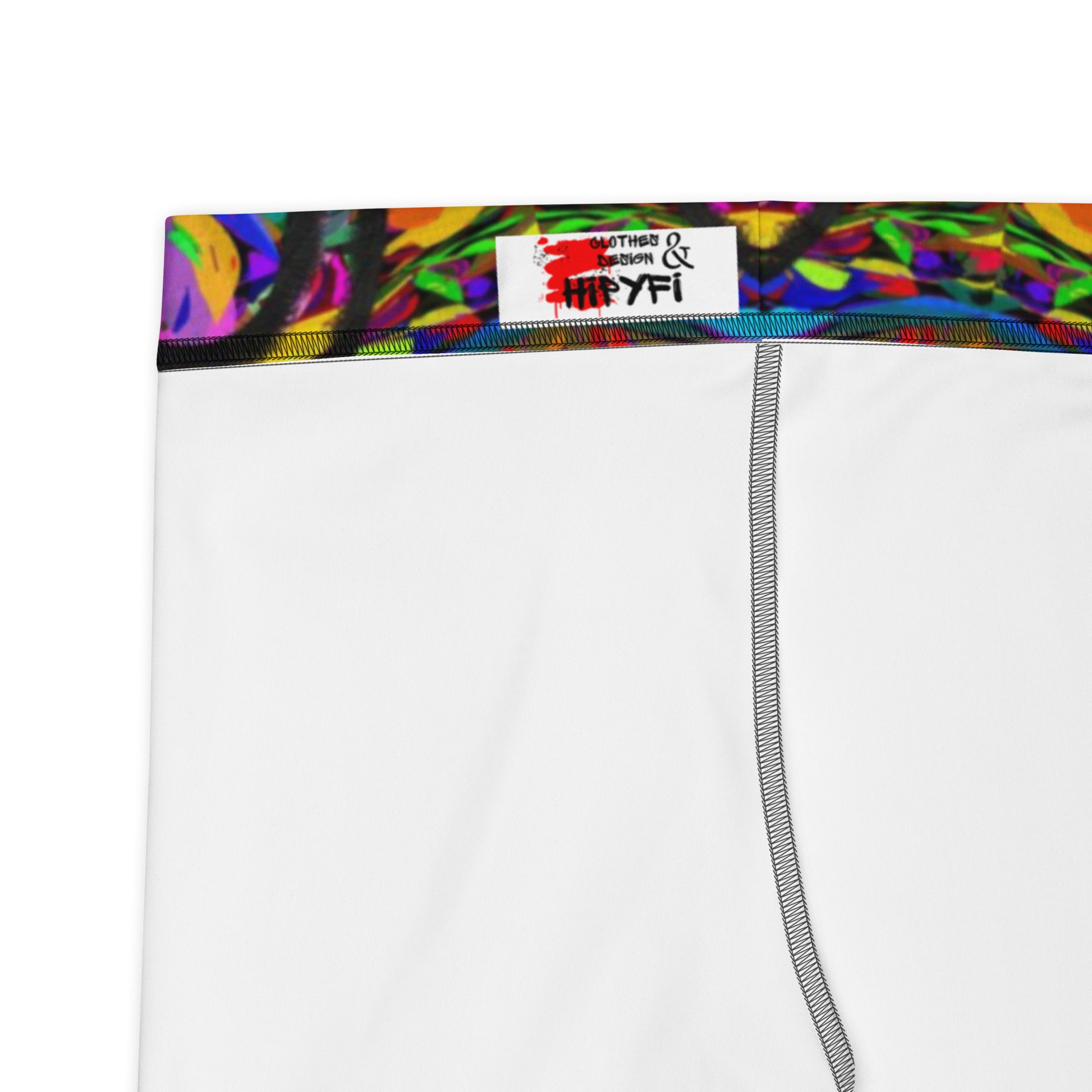 Vibrant neon abstract print women's shorts by Hipyfi Clothes & Design, featuring a bold street art design, perfect for activewear and summer style. product-details