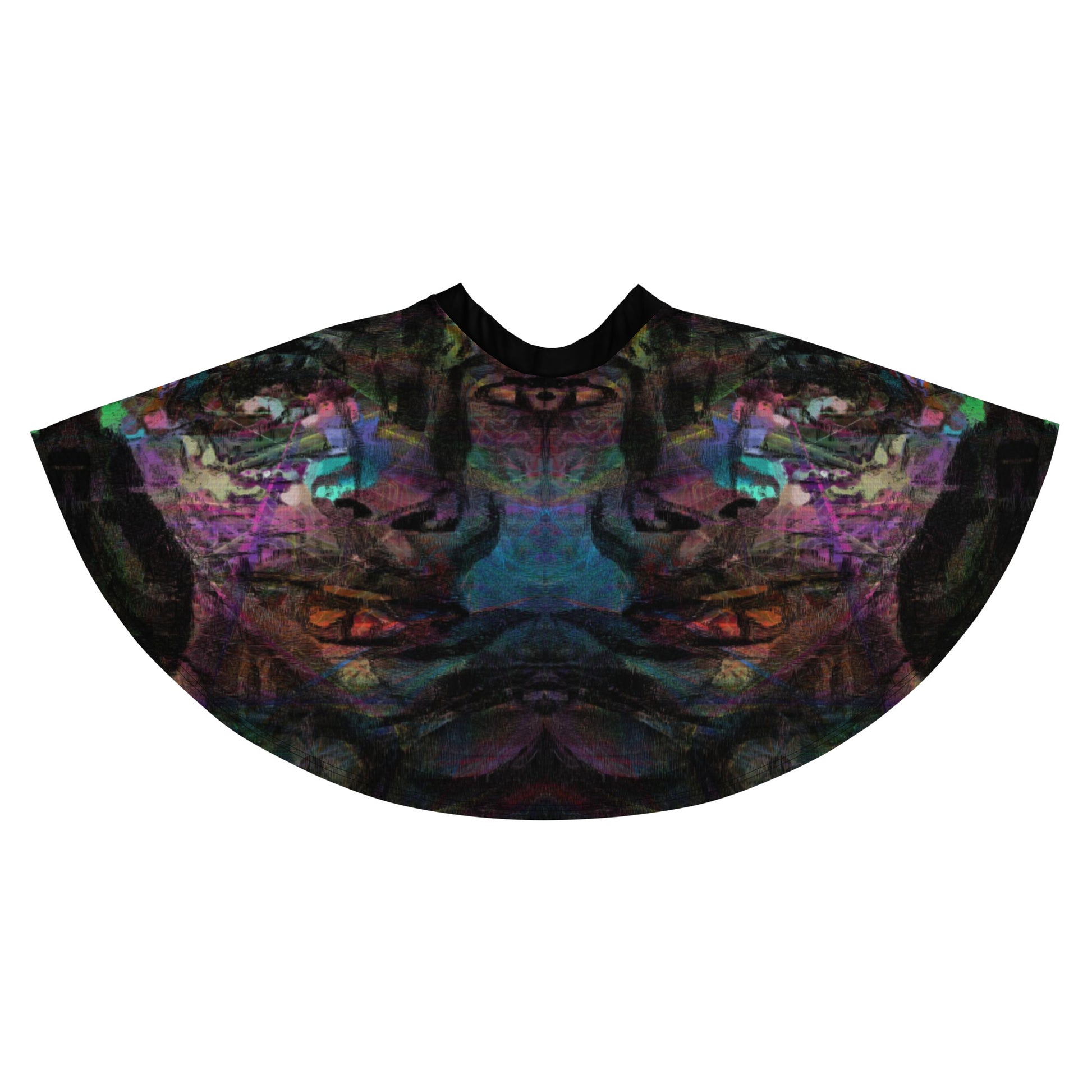 Women's Hipyfi Chromatic Dreams Skater Skirt: Vibrant abstract print, elastic waist, flared streetwear design. Back-4