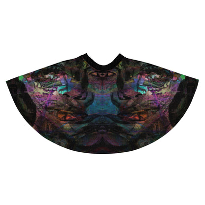 Women's Hipyfi Chromatic Dreams Skater Skirt: Vibrant abstract print, elastic waist, flared streetwear design. Back-4