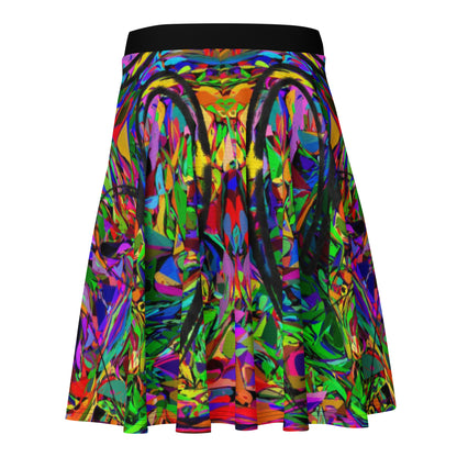 Women’s neon abstract skater skirt with colorful street art print – Hipyfi Clothes & Design Back-4