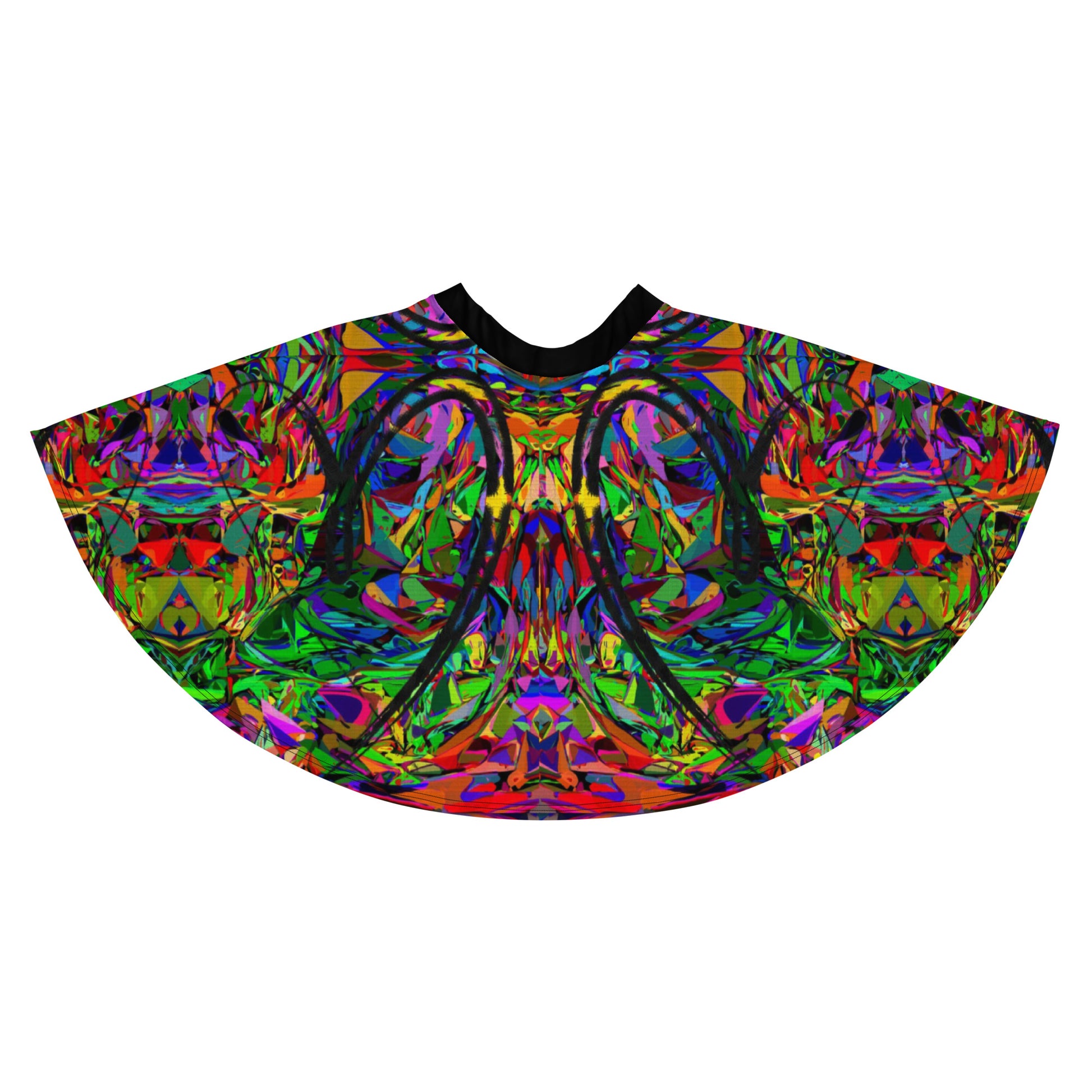 Women’s neon abstract skater skirt with colorful street art print – Hipyfi Clothes & Design Back-3