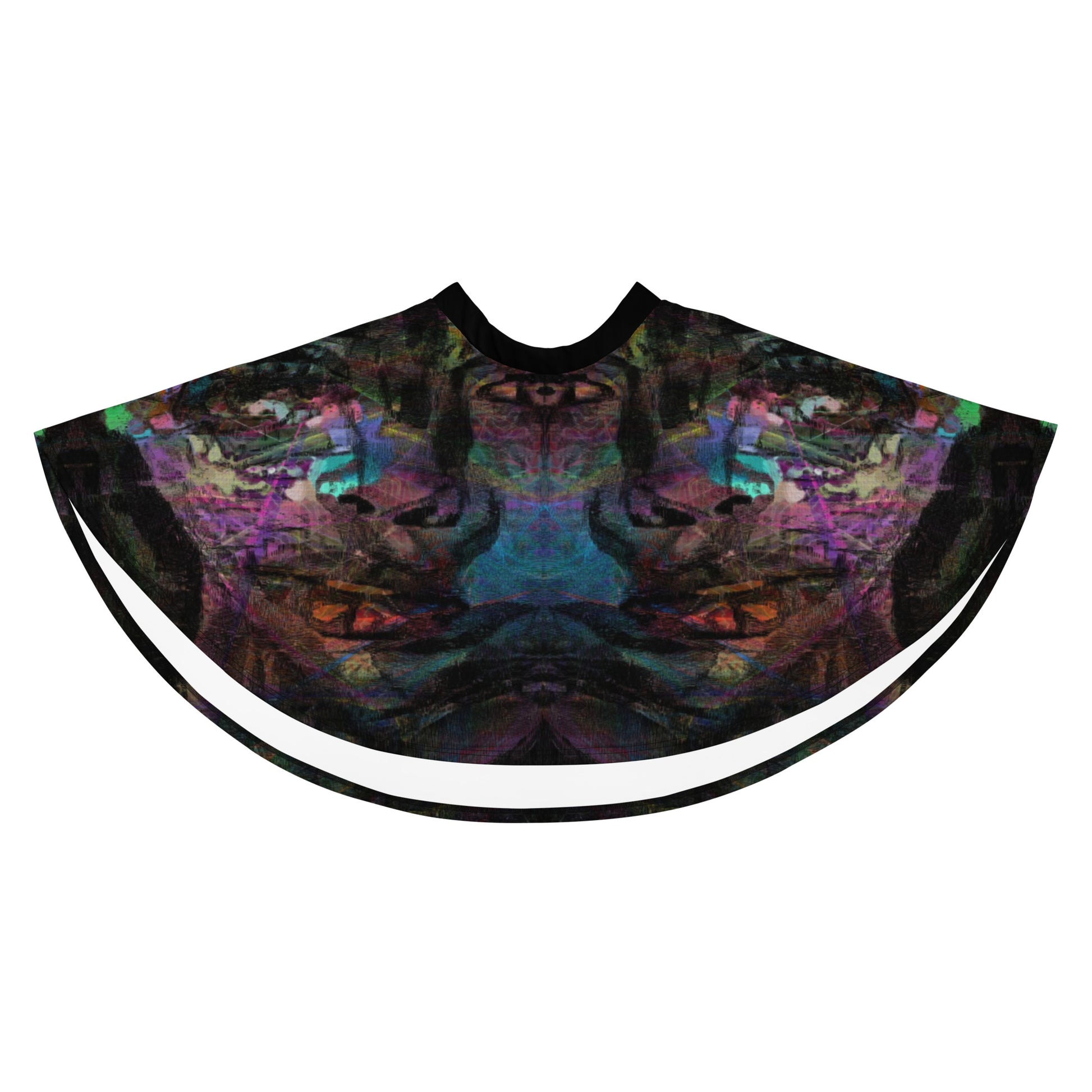 Women's Hipyfi Chromatic Dreams Skater Skirt: Vibrant abstract print, elastic waist, flared streetwear design. front-4