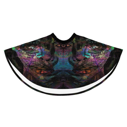 Women's Hipyfi Chromatic Dreams Skater Skirt: Vibrant abstract print, elastic waist, flared streetwear design. front-4