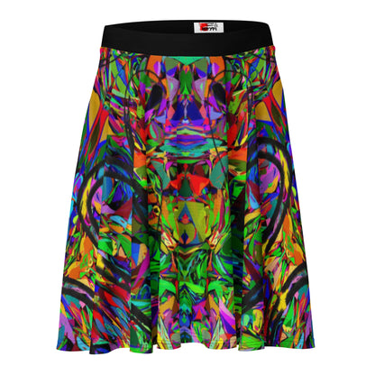 Women’s neon abstract skater skirt with colorful street art print – Hipyfi Clothes & Design Front-4