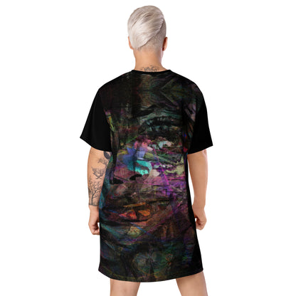 Hipyfi Chromatic Dreams T-Shirt Dress’s abstract graphic print, for the Bold & Conscious Woman. back-2