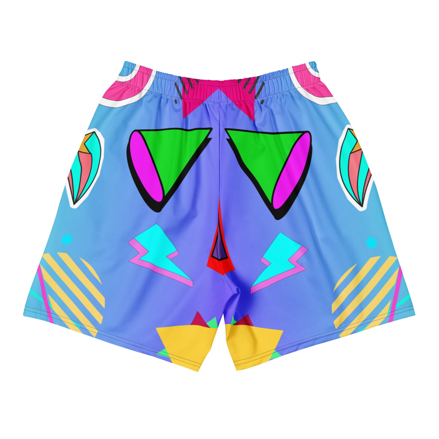 Hipyfi Unisex Retro Neon Gym Shorts – Colorful Memphis Style Athletic Wear.