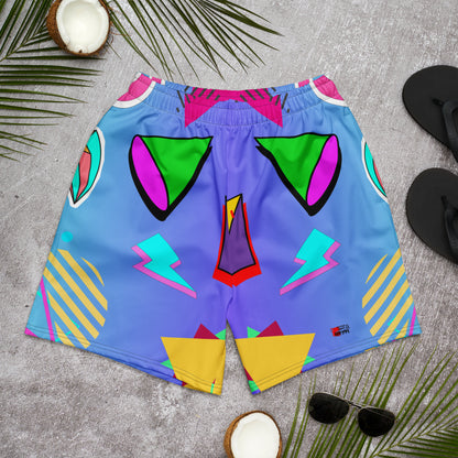 Hipyfi Unisex Retro Neon Gym Shorts – Colorful Memphis Style Athletic Wear.