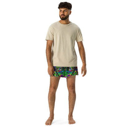 Neon Mythos unisex athletic shorts with vibrant abstract art print in recycled fabric by Hipyfi Clothes & Design – eco-friendly workout wear Front-2