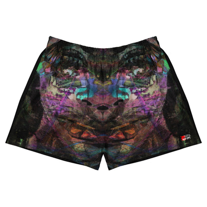 Chromatic Dreams eco-friendly unisex athletic shorts with colorful abstract print by Hipyfi Clothes & Design Front-4