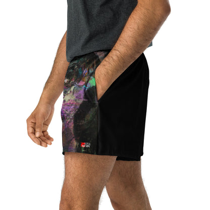Chromatic Dreams eco-friendly unisex athletic shorts with colorful abstract print by Hipyfi Clothes & Design zoomed-in