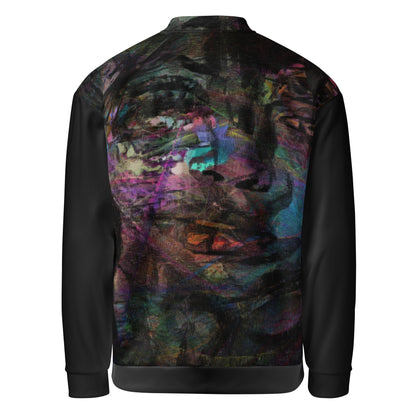 Chromatic Dreams Unisex Abstract Bomber Jacket with vibrant colorful print, featuring abstract art design, by Hipyfi Clothes & Design back-5