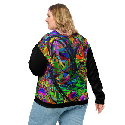 Unisex bomber jacket with vibrant neon abstract print – streetwear by Hipyfi Clothes & Design Back-3