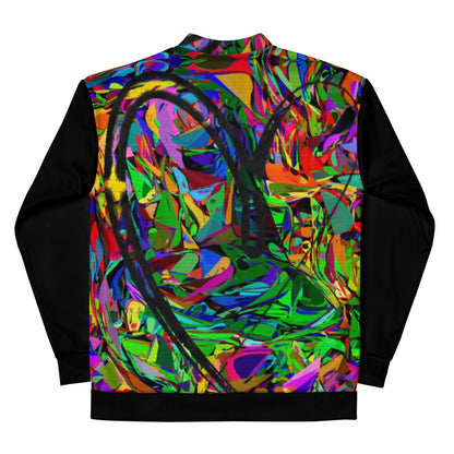 Unisex bomber jacket with vibrant neon abstract print – streetwear by Hipyfi Clothes & Design Back-8