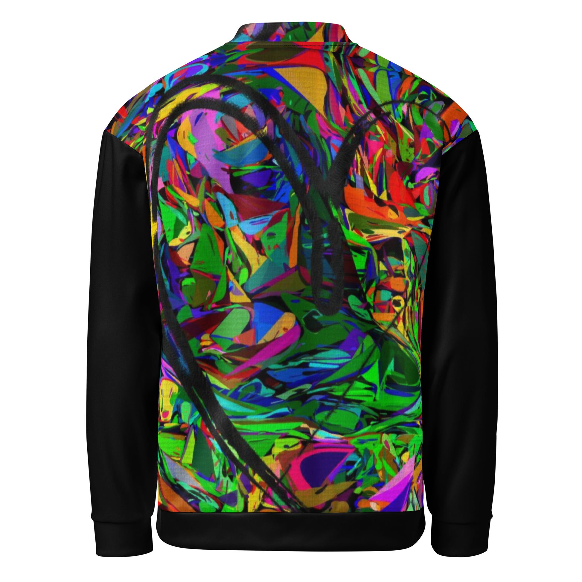Unisex bomber jacket with vibrant neon abstract print – streetwear by Hipyfi Clothes & Design Back-5