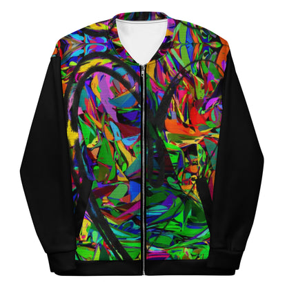 Unisex bomber jacket with vibrant neon abstract print – streetwear by Hipyfi Clothes & Design Front-7