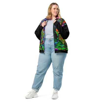 Unisex bomber jacket with vibrant neon abstract print – streetwear by Hipyfi Clothes & Design Front-3