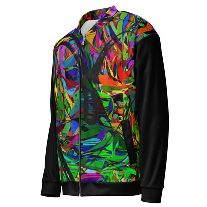 Unisex bomber jacket with vibrant neon abstract print – streetwear by Hipyfi Clothes & Design Left-Front-5