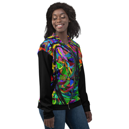 Unisex bomber jacket with vibrant neon abstract print – streetwear by Hipyfi Clothes & Design Right-4