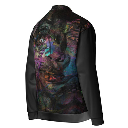 Chromatic Dreams Unisex Abstract Bomber Jacket with vibrant colorful print, featuring abstract art design, by Hipyfi Clothes & Design right-back-5