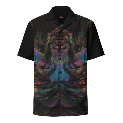 Hipyfi Colorful unisex button-up shirt with abstract and modern design in vibrant colors. Ideal for summer, with UPF50+ sun protection. front-6