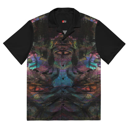 Hipyfi Colorful unisex button-up shirt with abstract and modern design in vibrant colors. Ideal for summer, with UPF50+ sun protection. front-7