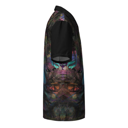 Hipyfi Colorful unisex button-up shirt with abstract and modern design in vibrant colors. Ideal for summer, with UPF50+ sun protection. right-6