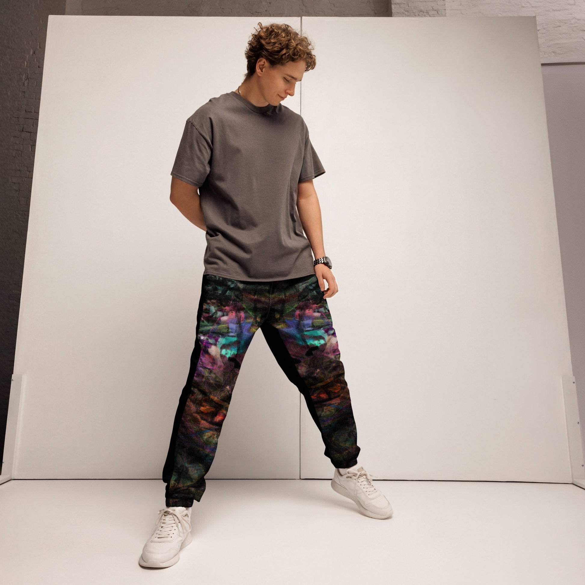 Colorful abstract art unisex track pants – Chromatic Dreams by Hipyfi Clothes & Design Front-2