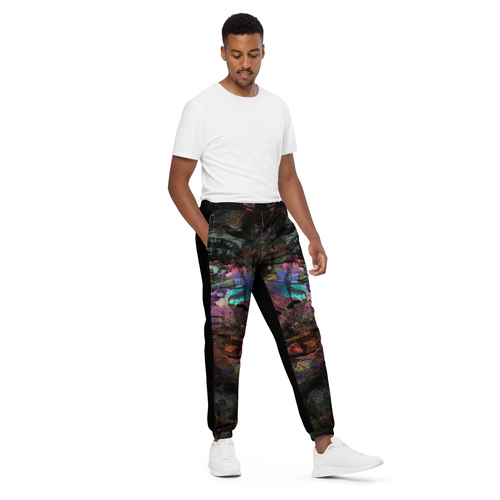 Colorful abstract art unisex track pants – Chromatic Dreams by Hipyfi Clothes & Design Right-Front