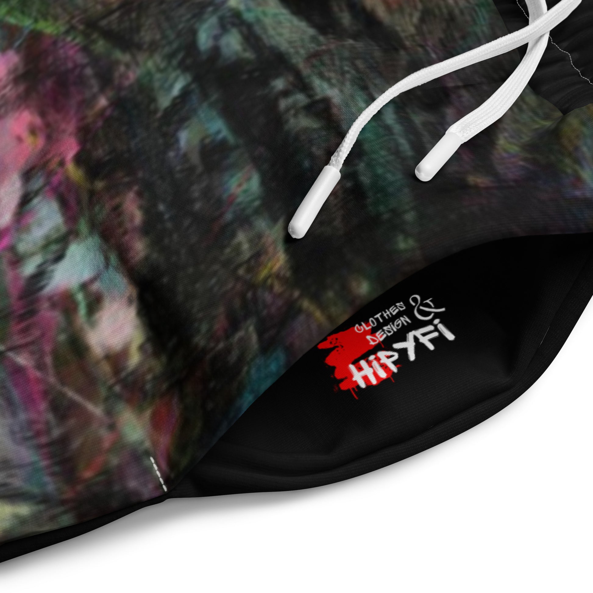 Chromatic Dreams unisex recycled wide-leg joggers with vibrant abstract art print – Hipyfi streetwear product-details