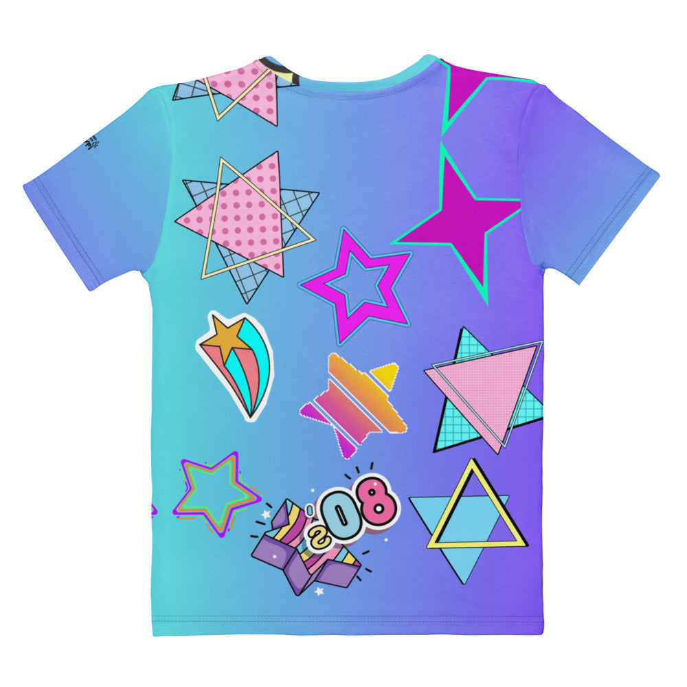 Women’s 80s Pop Art T-Shirt with Retro Neon Speech Bubbles – Hipyfi Clothes & Design. Back-5