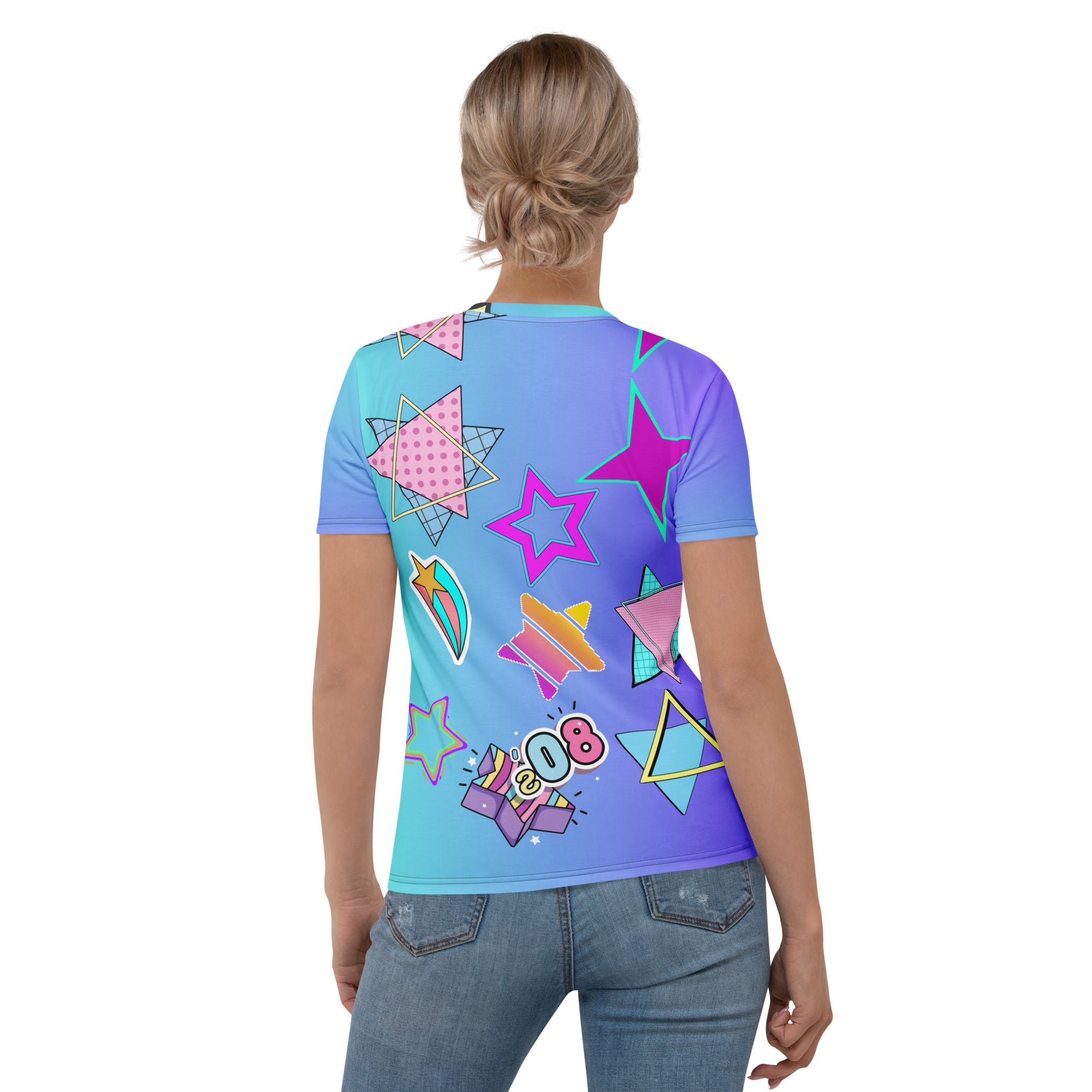 Women’s 80s Pop Art T-Shirt with Retro Neon Speech Bubbles – Hipyfi Clothes & Design. Back-2
