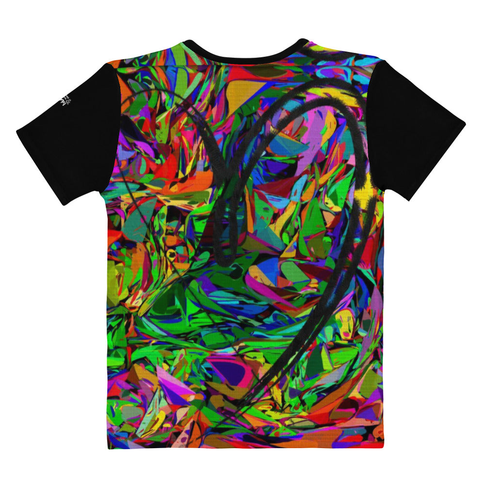 Neon Mythos Women's Crew Neck T-Shirt – Colorful abstract art graphic design by Hipyfi Clothes & Design Back-2