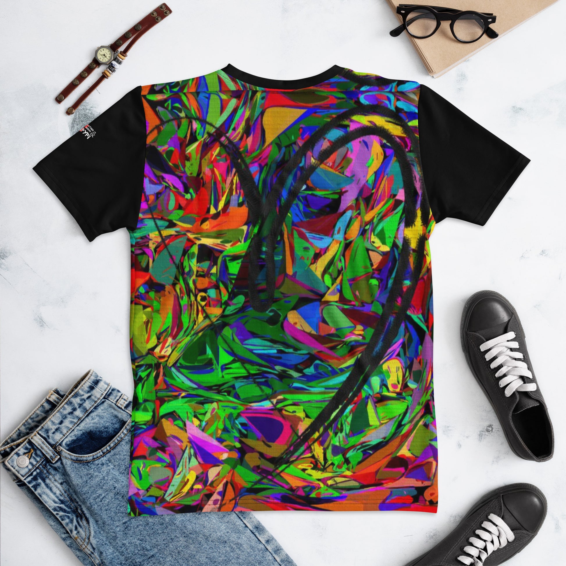 Neon Mythos Women's Crew Neck T-Shirt – Colorful abstract art graphic design by Hipyfi Clothes & Design Back-3