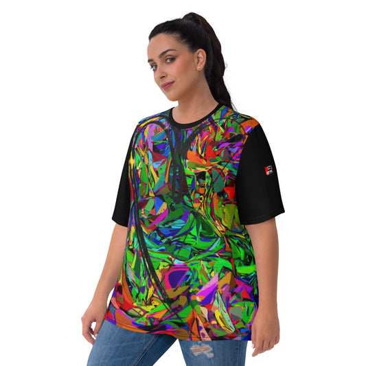 Neon Mythos Women's Crew Neck T-Shirt – Colorful abstract art graphic design by Hipyfi Clothes & Design Front
