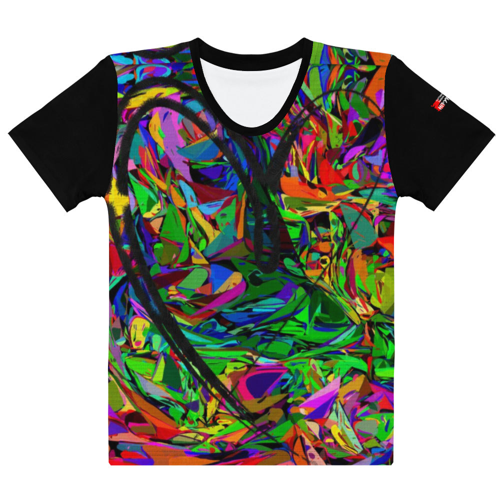 Neon Mythos Women's Crew Neck T-Shirt – Colorful abstract art graphic design by Hipyfi Clothes & Design Front-2