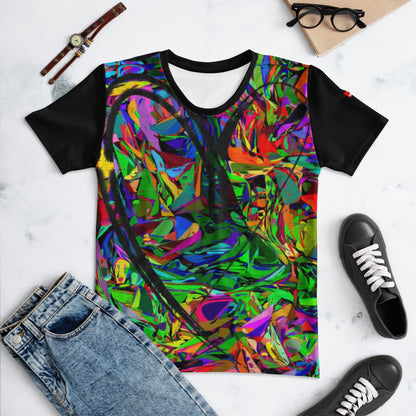 Neon Mythos Women's Crew Neck T-Shirt – Colorful abstract art graphic design by Hipyfi Clothes & Design Front-3