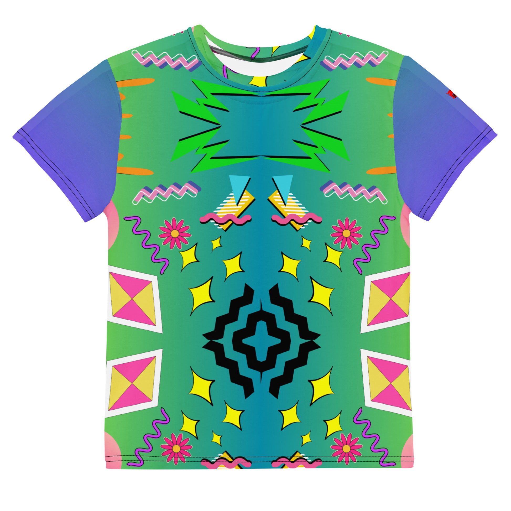 Retro Vibes Kids T-Shirt with Memphis Style 80s Pattern – Hipyfi Clothes & Design Front-2