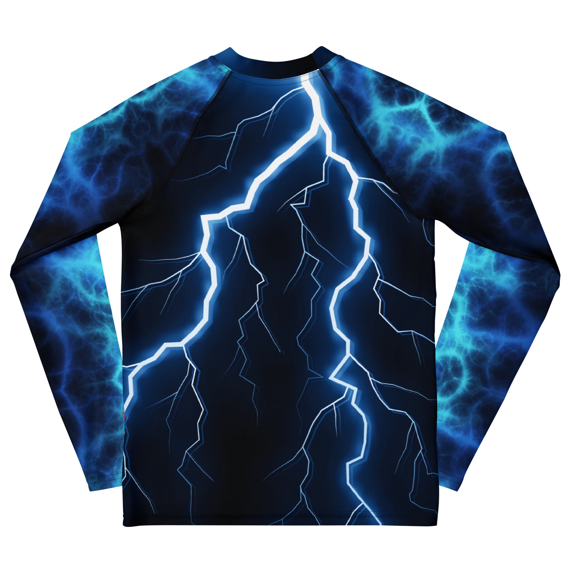 Electric Storm Youth Rash Guard with UPF 50+ UV protection in lightning bolt design by Hipyfi Clothes & Design Back-2
